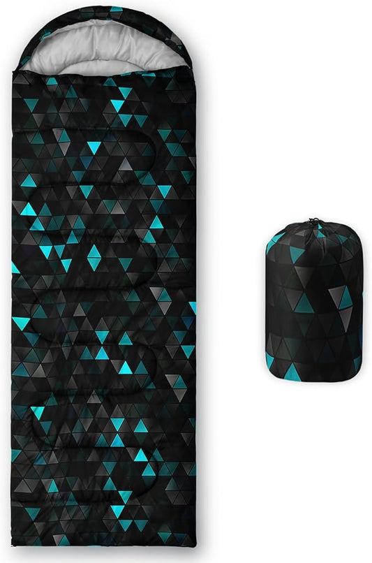 Sleeping Bags for Adults and Kids，3D Printing Camping Sleeping Bag for Girls Boys Lightweight Waterproof Cold/Warm 3-Season，Outdoor Travel with Compression Bags