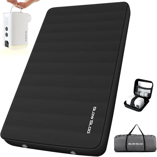 Self-Inflating Sleeping Pad with Portable Electric Air Pump, 4in Thick Memory Foam Camping Mattress for Tent Cot & Car Travel, Fast Inflate & Deflate Camping Pad