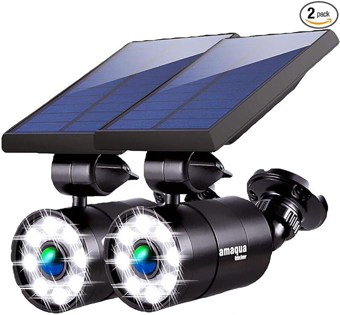 Solar Motion Sensor Lights Outdoor Waterproof Solar Motion Spot Lights for Outside Garden Patio Garage Deck Post, 2-Year 100% Free Warranty(Black 2 Pcs)