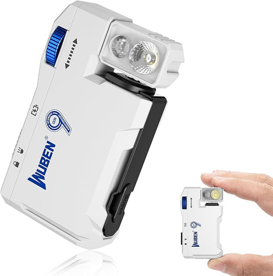 WUBEN G5 Rechargeable EDC Flashlight, 400 Lumens Dual Light Sources Mini Flashlight with RGB Light, Portable Flat Pocket Flashlights, Magnetic Keychain Flashlight