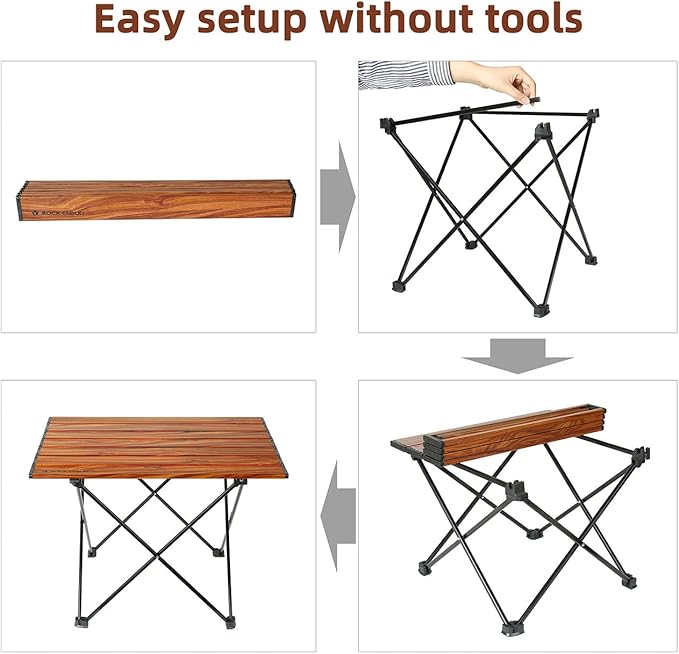 ROCK CLOUD Portable Camping Table Ultralight Aluminum Camp Table Folding Beach Table for Camping Hiking Backpacking Outdoor Picnic, Size M