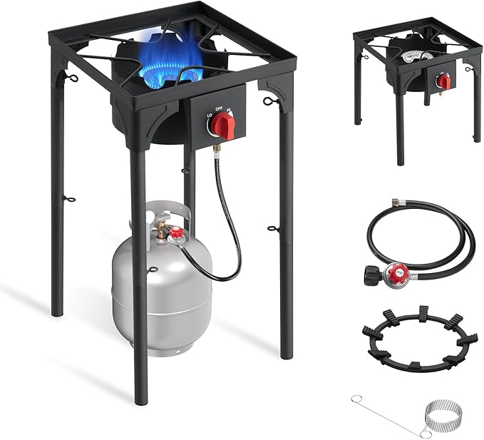 SKOK 1 Burner Propane Stove - Portable Camping Stove with 75,000 High Efficiency Propane Burner，Outdoor Stove for Camping, Backyard, Picnic