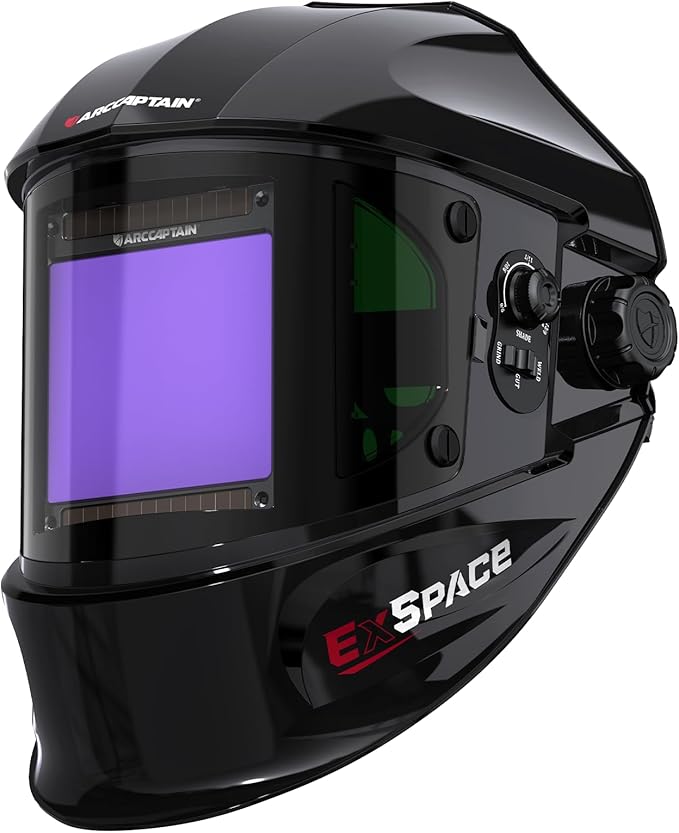 ARCCAPTAIN Auto Darkening Welding Helmet with Side View, 180° Panoramic View, 1/1/1/1 True Color Large Viewing Welding Hood with 4 Arc Sensor Solar Powered, Wide Shade 4/5-9/9-13 for TIG MIG ARC CUT