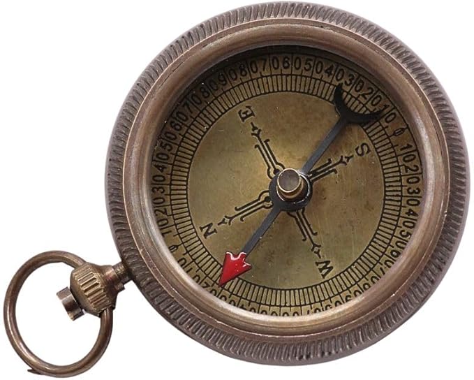 RII Engraved Brass Pocket Compass – Vintage Nautical Compass for Camping, Hiking, Boating, Travel | Thoughtful Gift for Son