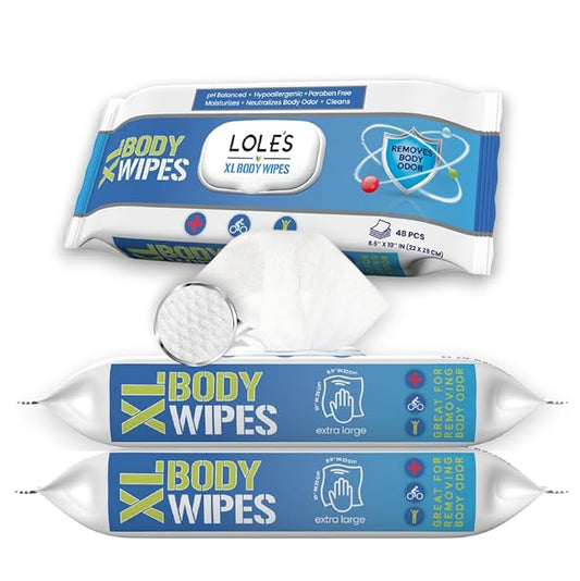 LOLE'S Body Wipes for Adults Bathing No Rinse XL – Bath Wipe for Adult - 96 Count - 2x48, Extra Large – Shower Wipes – Camping, Travel, Gym, Elderly Care, Women & Men – Fresh & Moisturizing