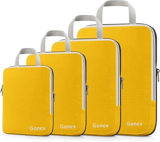Gonex Compression Packing Cubes, 3pcs/4pcs Expandable Storage Travel Luggage Bags Organizers