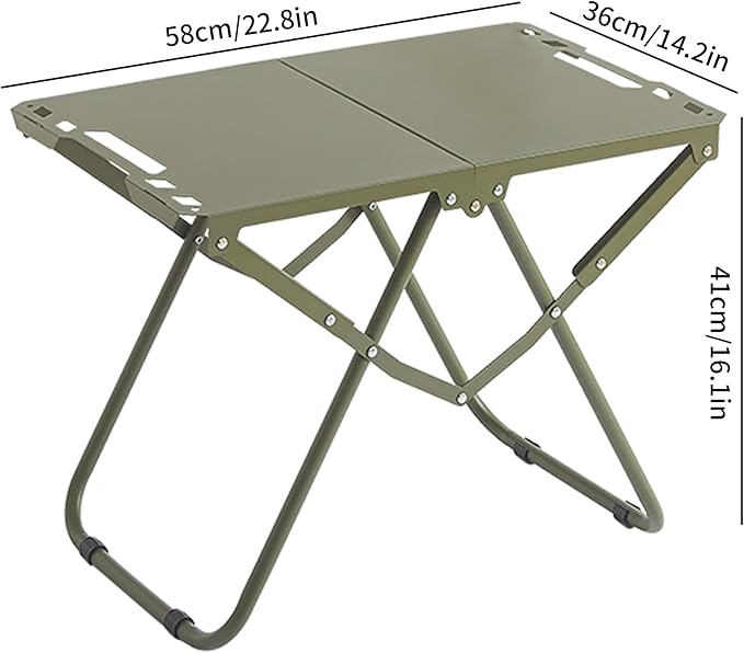 Folding Camping Table with Lantern Pole, Carbon Steel, Portable Outdoor Table for BBQ, Fishing, Hiking, Picnic