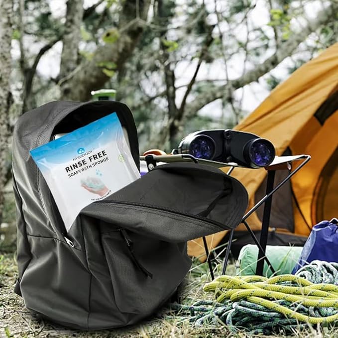 HYGIENJOY-21% Larger,No Rinse Bathing Wipes for Adults-Rinse Free Bath Sponges, Soap Infused,Extra Thick and Dry Shower Wipes for Elderly,For Camping,Hiking,GYM,Post Surgery Must Haves,(50 counts)