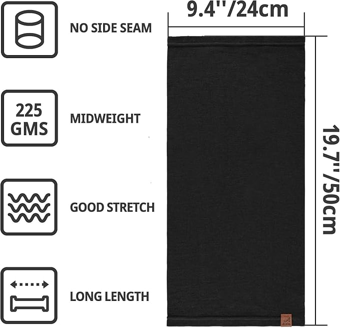 ACUSHLA 100% Merino Wool Neck Gaiter Ski Face Mask Scarf Neck Warmer for Men & Women All Weather