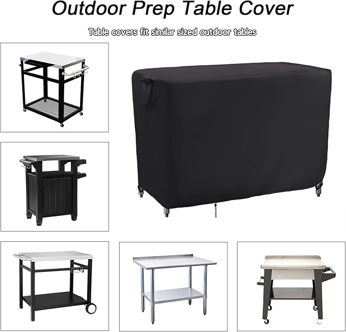 Kingling Outdoor Prep Table Cover 48 Inch, Waterproof Stainless Steel Table Cover Metal Outdoor Table Covers Weather Protection for Patio Kitchen Prep/Work Tables - 48''L x 30''W x 35''H