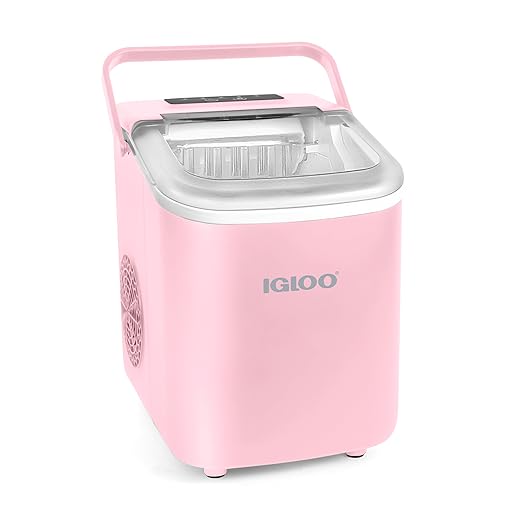 Igloo 26-Pound Automatic Self-Cleaning Portable Countertop Ice Maker Machine with Handle, Pink