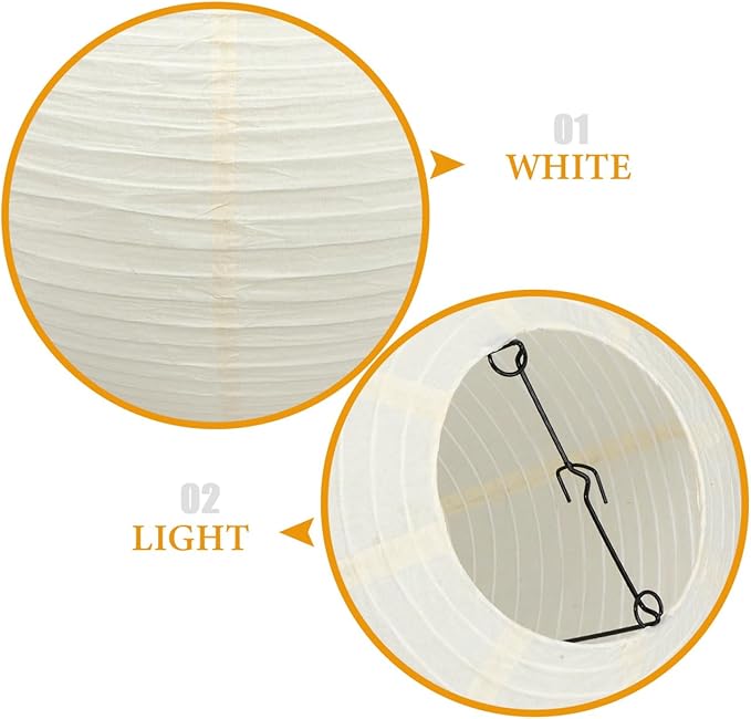 Japanese Style Paper Lamp Shade 11.81 Inch Round White Lantern Chic Ceiling Light Cover for Home Decor Light Shade Easy to Install
