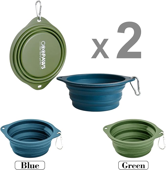Silicone Non-Skid Collapsible Travel Dog Bowl, 2 Pack Lightweight & Leak-Proof Pet Bowl, Food Grade Portable Pet Bowls, for Dogs and Cats