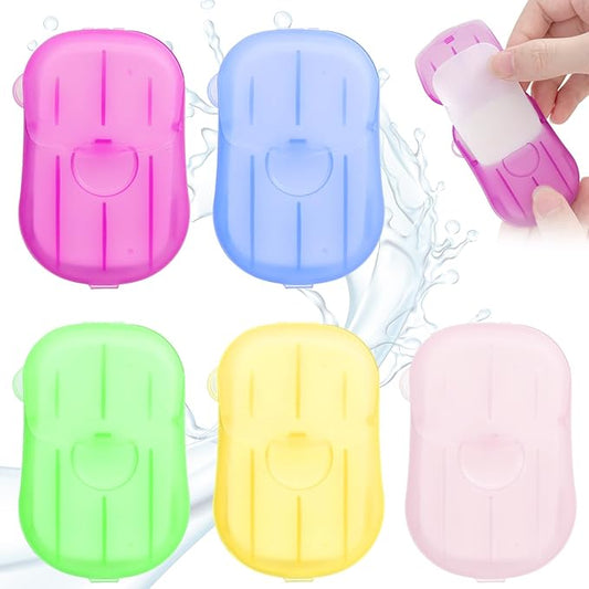 500PCS Eco Travel Soap Leaves, Portable Cleanser with 5 Scents, Paper Hand Cleaner Fragrance Color Soap Paper, Biodegradable Hand Washing Sheets for Camping/Hiking (6.5x4cm)