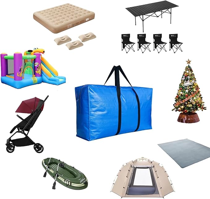 Extra Large Storage Bags, Jumbo Moving Tent Storage Bags, Foldable Big Turquoise XXL Duffle Bag for Travel, 56x27x15inch - 1PACK