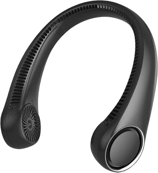 Portable Neck Fan, Hands Free Bladeless, 360° Cooling Personal Fan,Wearable Quiet Fan for Outdoor Indoor, Birthday Gifts for Men Women Mom Dad, 4000mAh Battery USB Rechargeable, 3-Speeds(Black)