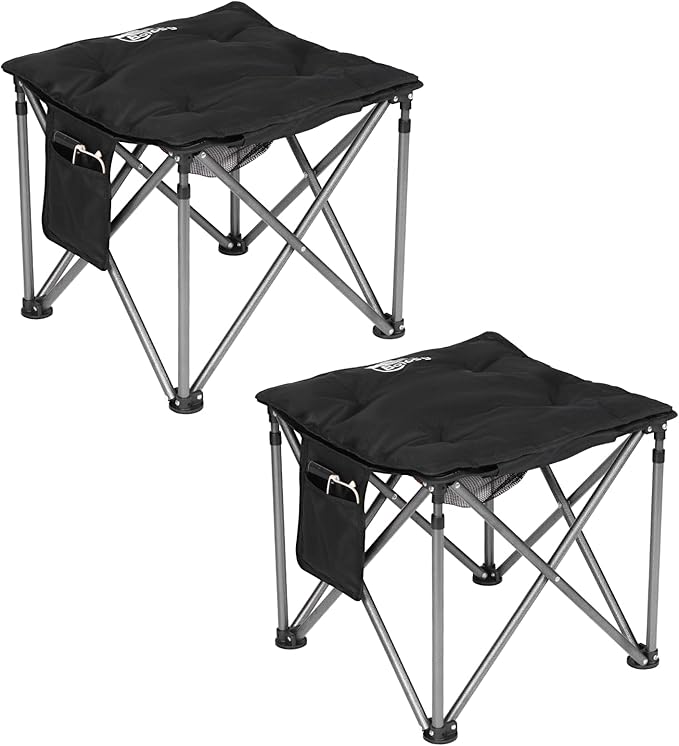 2 Pack Camping Stool with Removable Padded Oversized Camping Foot Stool Ottoman Camping Chair Foot Rest 450 lbs Heavy Duty Camp Stool Foldable Footrest
