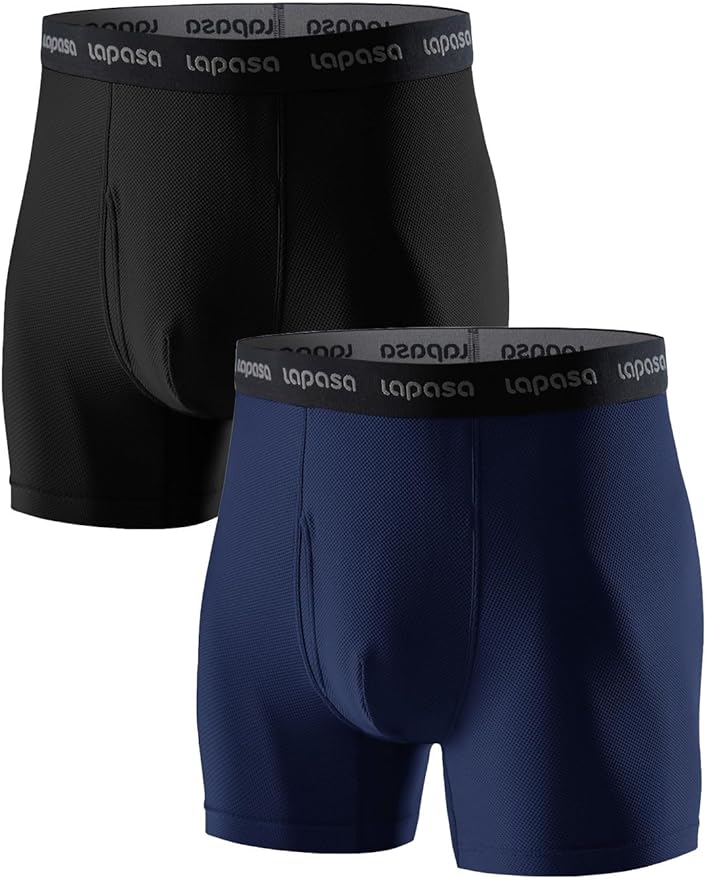 LAPASA Men's Quick Dry Travel Underwear, Terraversal Series Mesh Breathable Trunks/Boxer Briefs/Boxers (2 & 3 Packs)