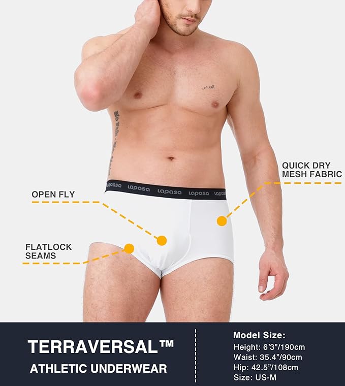 LAPASA Men's Quick Dry Travel Underwear, Terraversal Series Mesh Breathable Trunks/Boxer Briefs/Boxers (2 & 3 Packs)