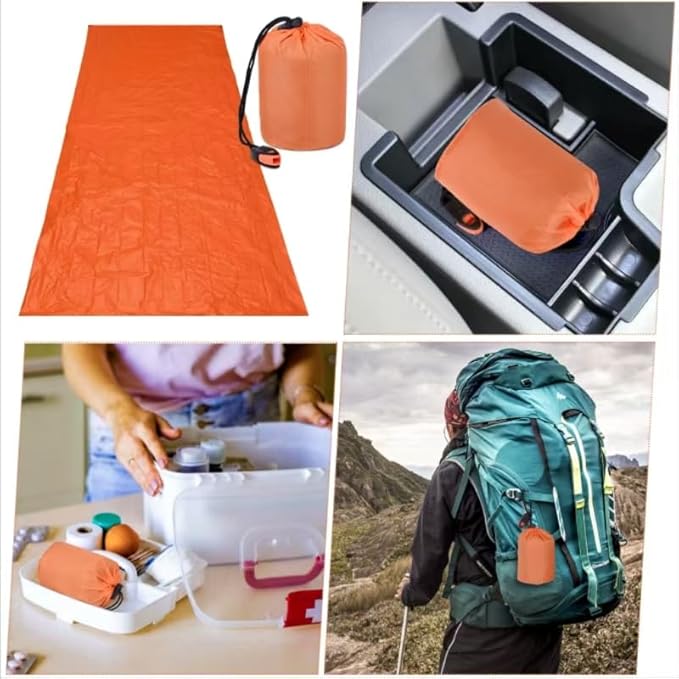 Emergency Sleeping Bag 2 Pack, Portable Waterproof Survival Sleeping Bag with Thermal Insulation for Outdoor Camping and Hiking