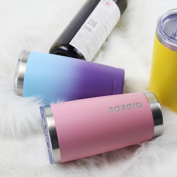 BJPKPK 20 oz Insulated Tumbler With Lid And Straw Stainless Steel Coffee Mug Tumbler Cups,Yellow