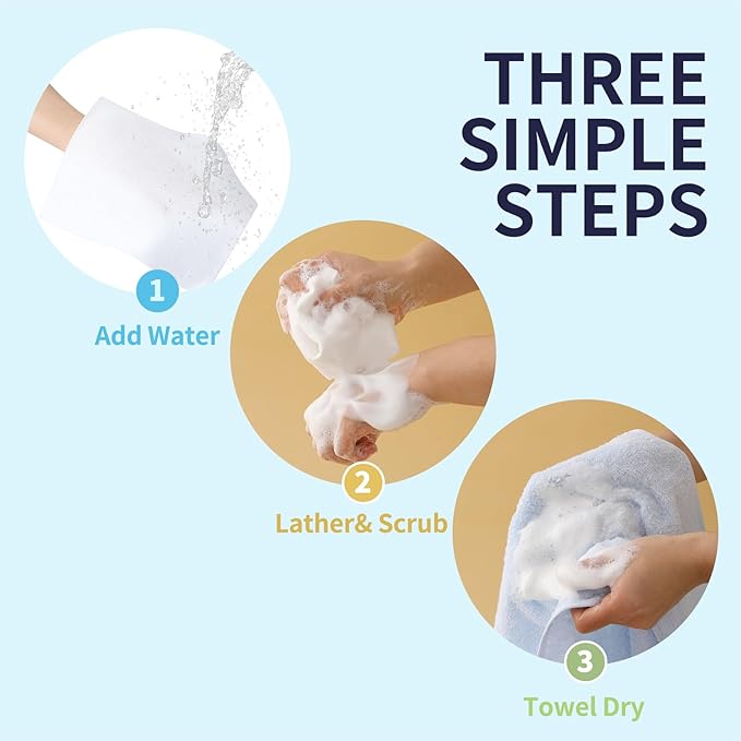 HYGIENJOY-21% Lager Rinse Free Bath Sponges for Adults-Disposable No Rinse Bathing Wipes-Soap Infused,Dry Shower Wipes for Elderly,Camping,Post Surgery Must Haves,(Lavender 25 Counts）