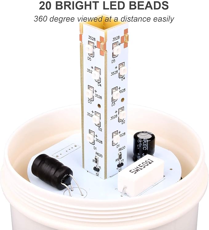 Industrial LED Rotating Strobe Beacon Warning Lights, Electrical Revolving Signal Lights for Emergency, 24v DC, Red, No Buzzer