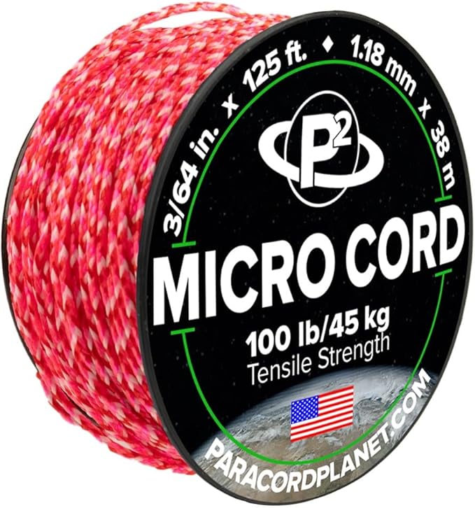 Paracord Planet Micro Paracord – Thin Braided Cord for Crafting, Fishing, and DIY Projects in 125 ft Spools – Lovespell