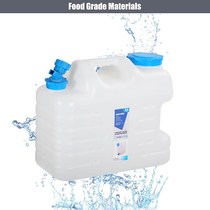 RedSwing 4 Pack 4.9 Gallon/18.5L Portable Water Container with Spigot, Water Storage Carrier for Camping Outdoor Hiking Backpacking, BPA Free