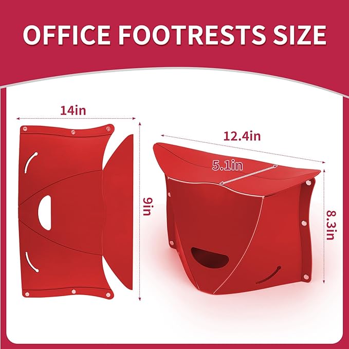 Travel Foot Rest for Airplane & Office - Portable Under Desk Foot Stool, Relieves Back & Knee Pain, Comfort for Long Flights, Cars, Subways & Trains (Red)