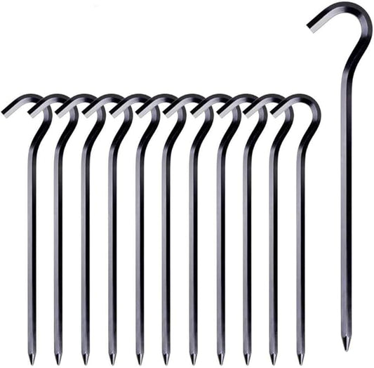 Tent Pegs - Aluminium Tent Stakes Pegs with Hook - 7’’ Hexagon Rod Stakes Nail Spike Garden Stakes Camping Pegs for Pitching Camping Tent, Canopies
