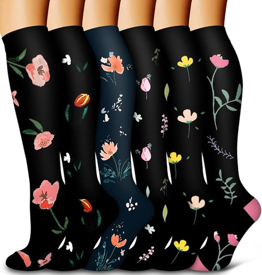 6 Pack Copper Compression Socks for Women and Men Circulation-Best Support for Medical, Running,Nursing,Athletic
