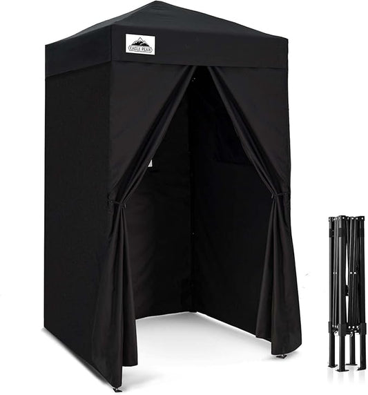 EAGLE PEAK Flex Ultra Compact 4x4 Pop-up Canopy, Sun Shelter, Changing Room, Portable Privacy Canopy Cabana for Pool, Fashion Photoshoots, or Camping, Black