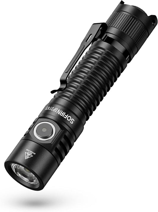 Sofirn SP31 V3.0 Tactical Flashlight Rechargeable, 2000 High Lumen Pocket Flashlight with Powerful LED, Dual Switches and Battery for EDC, Home, Emergency, Heavy Duty, IP68 Waterproof / Compact Built
