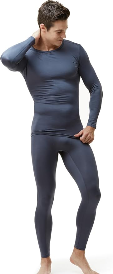 TSLA Men's Thermal Underwear Set, Microfiber Soft Fleece Lined Long Johns, Winter Warm Base Layer Top & Bottom