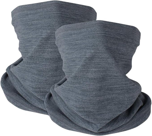 KGC 2 Pack Winter Neck Warmer Gaiter Fleece Windproof Face Mask Cover Cold Weather Scarf for Men & Women