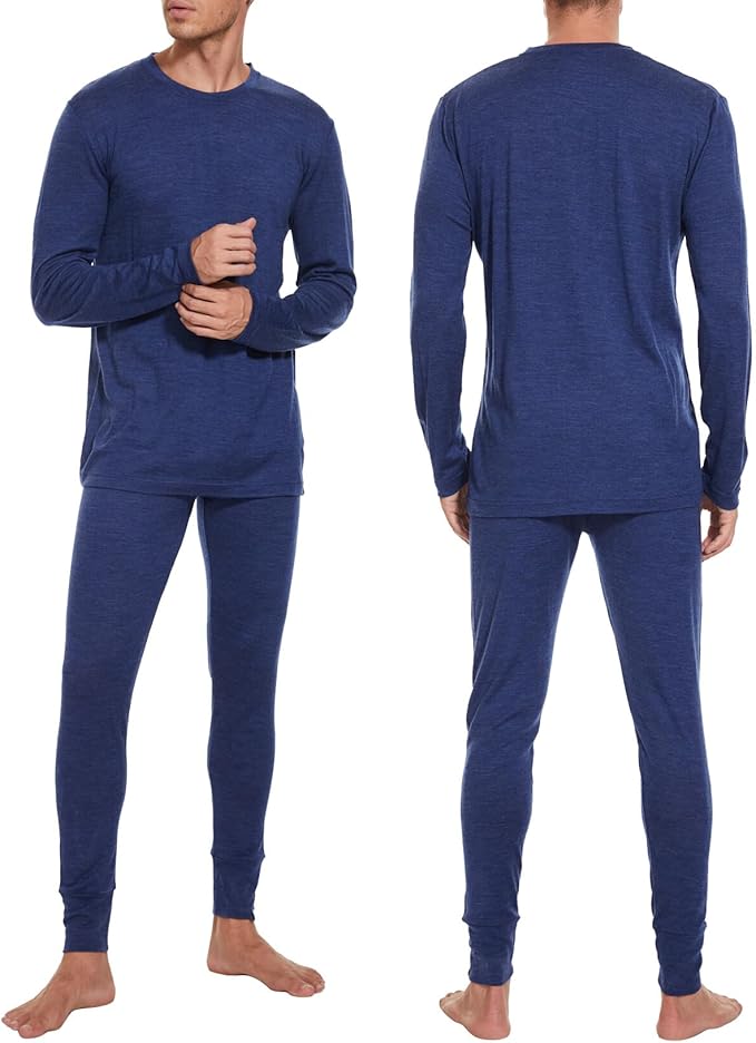 MERINNOVATION Merino Wool Base Layer Set for Men 100% Merino Wool Thermal Underwear Long Sleeve