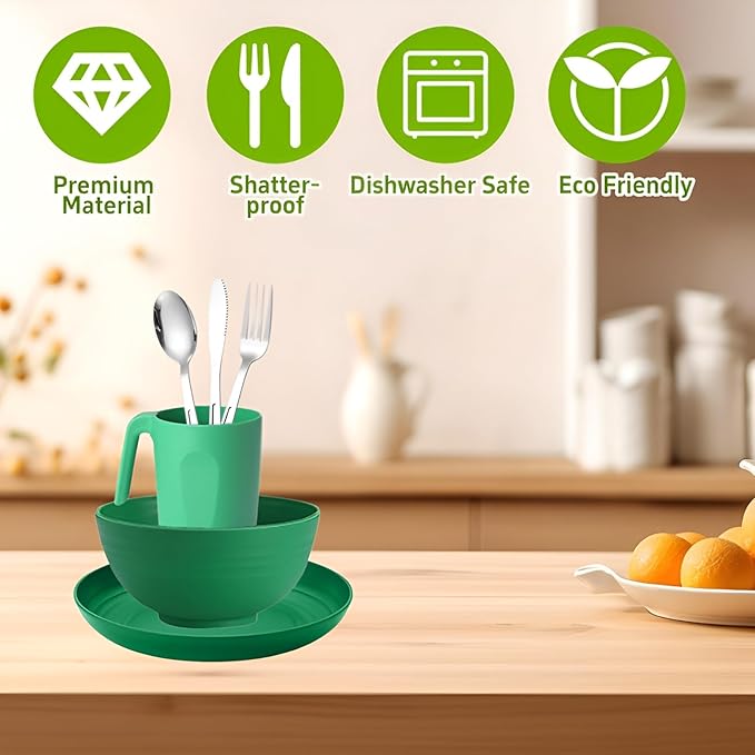 Scout Camping Mess Kit for 1 Person - Camping Utensils Set with Bowl Plate Cup Fork Spoon and Knife, Scout Dishes Set with Mesh Bag for Backpacking, Outdoor Camping Hiking and Picnic