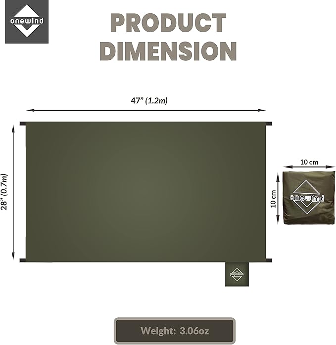 Onewind Small Footprint, 4000mm Waterproof Rate PU Coating, 47" * 27" Ultralight Camping Ground Sheet with Carry Bag for Backpacking, Camping, Picnic, Mat
