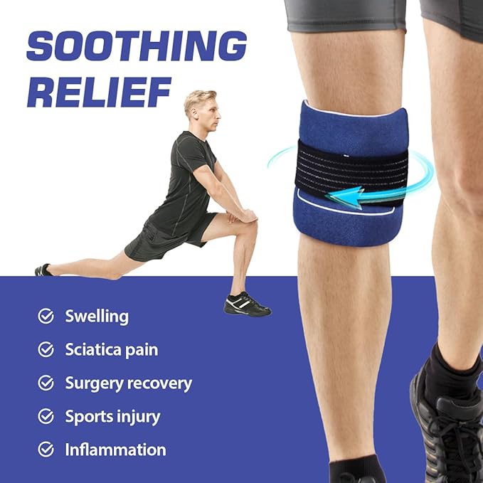 Hilph Reusable Ice Packs for Injuries, Soft Hot and Cold Gel Ice Packs with Adjustable Strap, Flexible Ice Wrap for Joints & Muscle Pain for Back, Shoulders, Head, Legs & More (10.8" x 5.5")