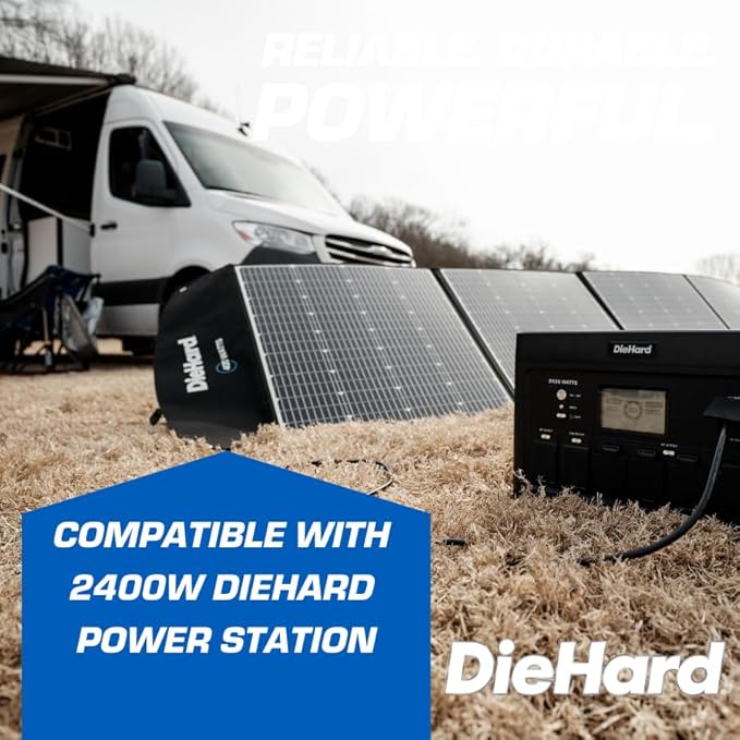 DieHard Solar Panel, 400-Watt, High-Efficiency, Adjustable, Foldable, Flexible, Lightweight, Portable - Designed for use with DieHard Portable Power Stations