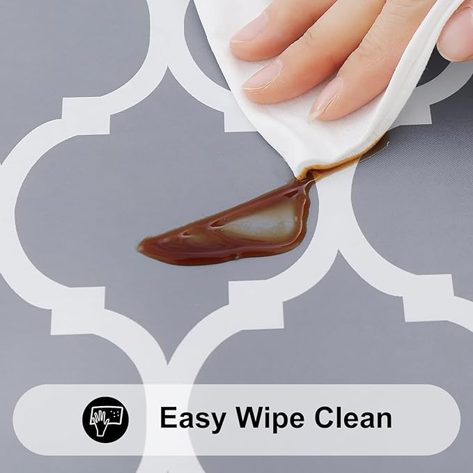 Smiry Rectangle Picnic Table Cover, Waterproof Elastic Fitted Camping Tablecloths for 5 Foot Tables, Wipeable Flannel Backed Vinyl Tablecloth Protector for Indoor, Outdoor (Grey, 30x60 Inches)