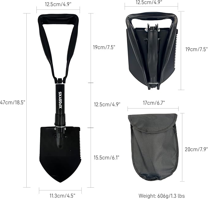 Mini Folding Camping Shovel, Lightweight Portable Small Tactical Survival Shovel, High Carbon Steel Military Shovel Entrenching Tool for Outdoor, Hiking, Digging, Backpacking, Car Emergency, Off Road
