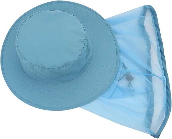 Fishing Hat Sun Protection Hat Mosquito Head Net for Outdoors Bucket Hat with Hidden Net Mesh