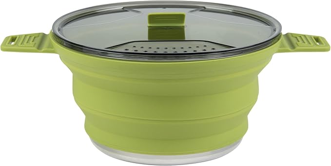Restaurantware-Hi Tek 2.5 Liter Collapsible Camping Pot, 20 Portable Cook Pots - With Lid, Stainless Steel Bottom, Silicone Camping Cookware, For Travel Or Outdoor Hiking- Restaurantware