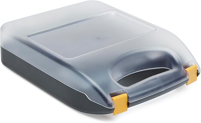 Amazon Basics Battery Organizer with Tester, Wall-Mounted Design, Handle Holds 110 Batteries, Clear/Black