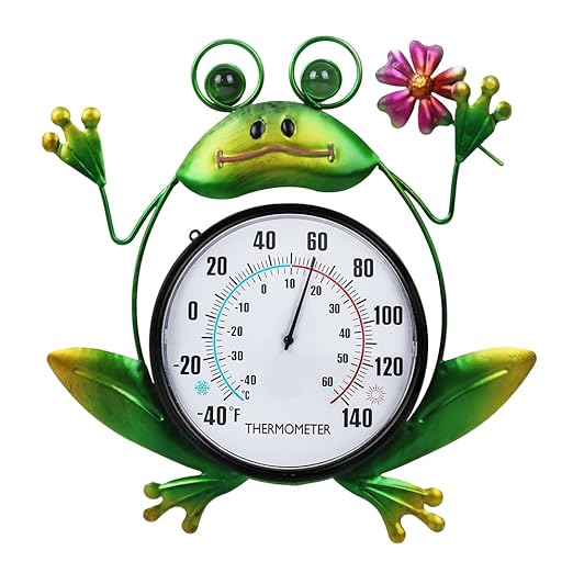 Indoor Outdoor Thermometer, Frog Wall-Mounted Thermometer Waterproof for Patio Garden Yard & Living Room, No Battery Needed