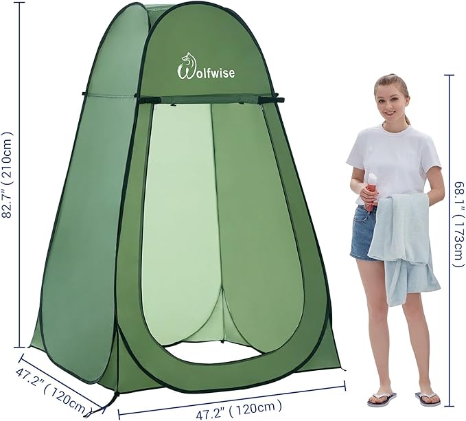 Wolfwise Pop Up Changing Tent for Beach, Camping Portable Shower Tents, Outdoor Privacy Bathroom, Change Dressing Clothes Porta Potty Tent Pop Up Instant for Camp, Toilet, Green