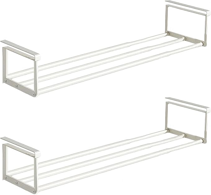 Expandable Shoe Rack Organizer - Adjustable Shoe Rack & Under Cabinet Shelf - for Shoe or Clothing Storage and Organization, Under Shelf Storage (White,2 Pcs)