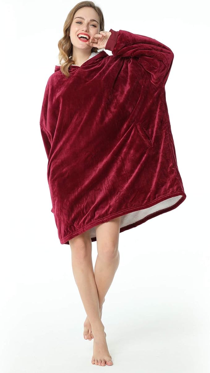 LetsFunny Blanket Hoodie,Oversized Wearable Sherpa Fleece Blanket Sweatshirt,Super Soft Warm Cozy with Giant Pocket,Gifts for Women Men Adults Teenagers Kids, One Size Fits All